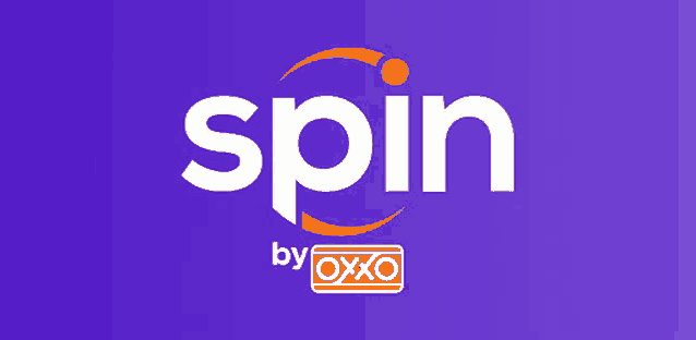 a logo for spin by oxxo with a purple background