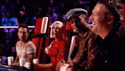 Laughing Squad GIF - The Voice Adam Levine Pharrell GIFs