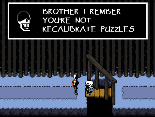 a screenshot of a video game with the words brother i remember you 're not recalibrate puzzles