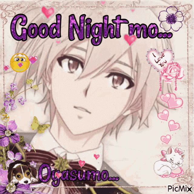 a picture of a boy with the words good night me