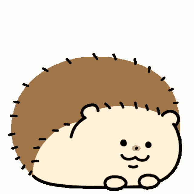 a cartoon hedgehog is laying down and smiling with a letter g on its face .