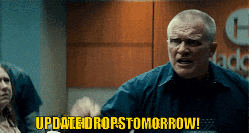 a man says " updated drops tomorrow " in a room