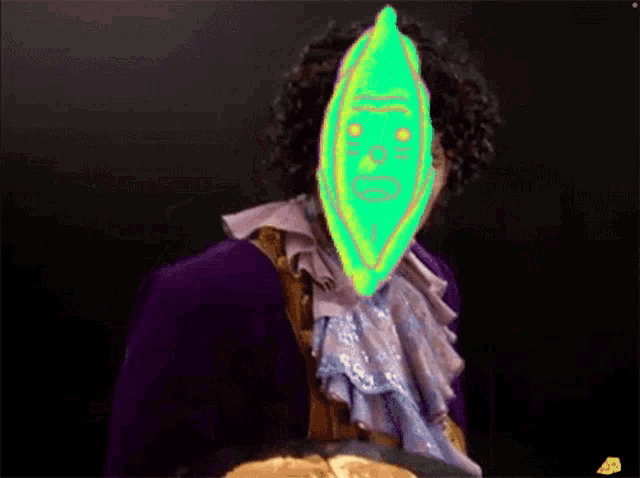 a man in a purple jacket holding a plate of pancakes