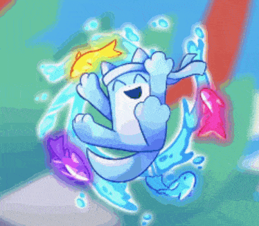 a pixel art drawing of a blue ghost with a bandage on its head