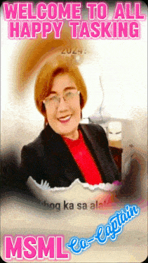 a picture of a woman with the words welcome to all happy tasking on it