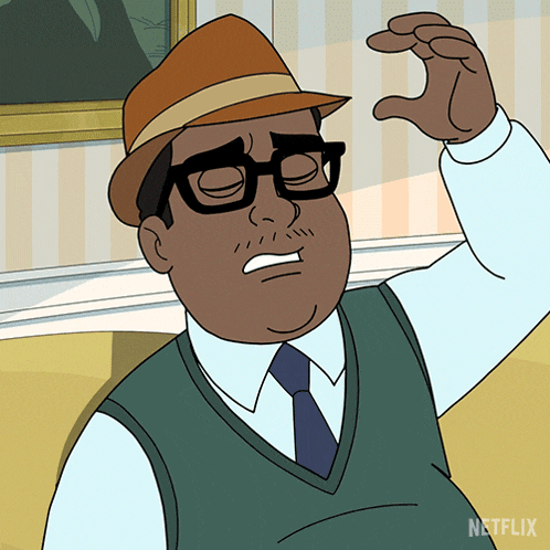 a cartoon of a man wearing glasses and a hat with the word netflix on the bottom right