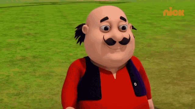 a cartoon character with a mustache and a nick logo in the corner