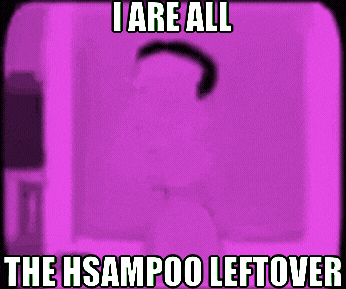 a purple background with the words i are all the shampoo leftover on it