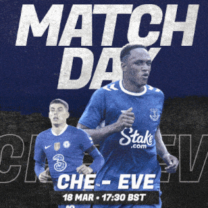 a poster for a soccer match between che-eve and everton