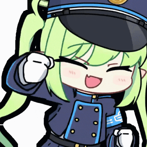 a cartoon drawing of a girl wearing a police uniform and hat
