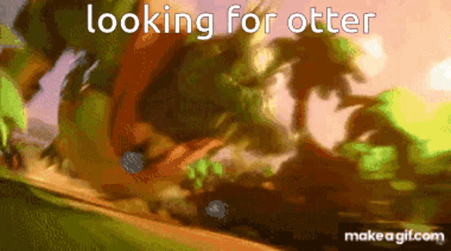 a cartoon scene with the words looking for otter written on it