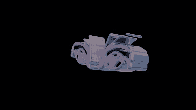 a 3d model of a car with a black background and a blue glow