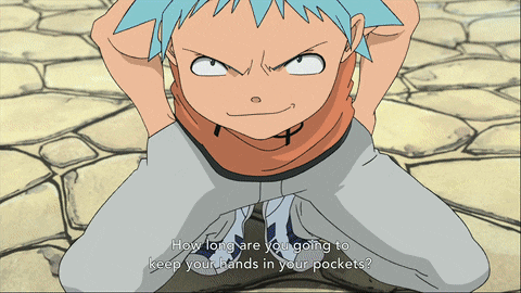 a cartoon character is asking how long you are going to keep your hands in your pockets