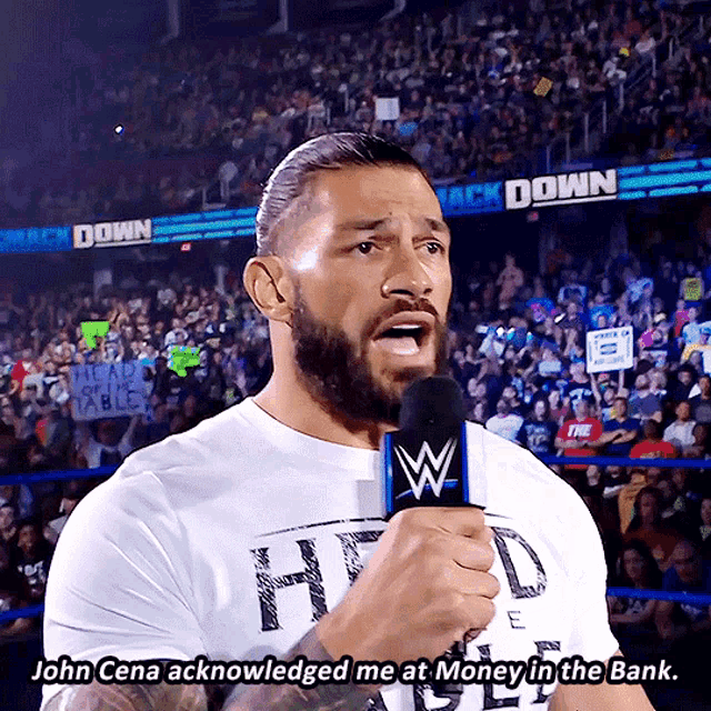 Roman Reigns John Cena Acknowledged Me GIF - Roman Reigns John Cena Acknowledged Me At Money In The Bank GIFs