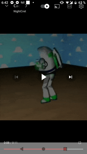 a video of buzz lightyear from toy story is playing on a phone .