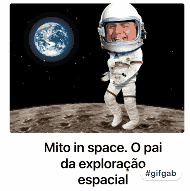 a picture of an astronaut with the words mito in space on the bottom