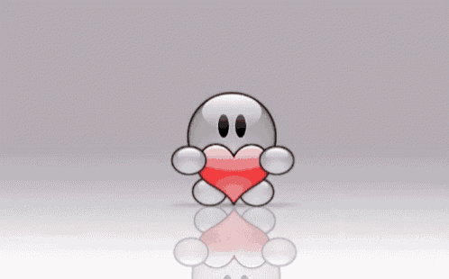 a cartoon character holding a heart with the words " love you " written above it