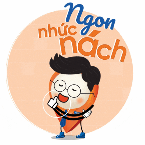 a cartoon character with a surprised look on his face and the words ngon nhuc nach