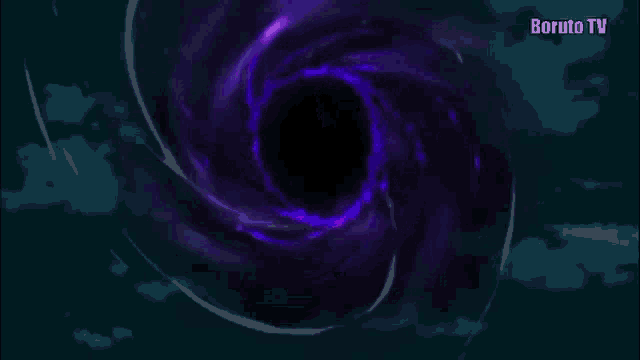 a purple and black swirl with the words boruto tv written on the bottom