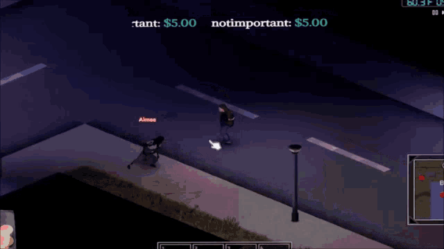 a screenshot of a video game shows a person named aless on the screen