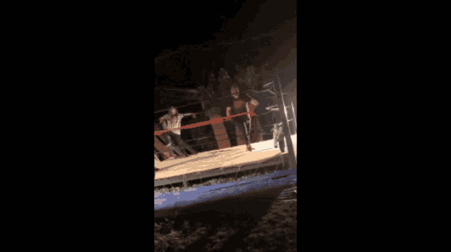a wrestling ring with the caption he leg bend backward