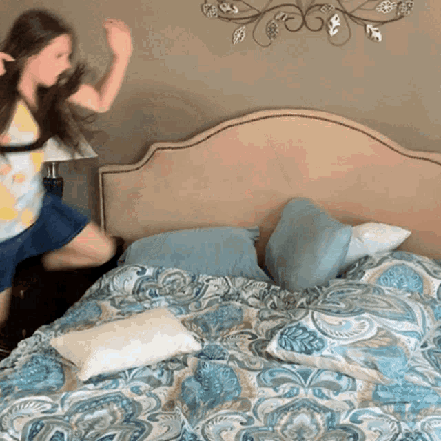 Jumping In Bed Jump GIF - Jumping In Bed Jump Girl GIFs