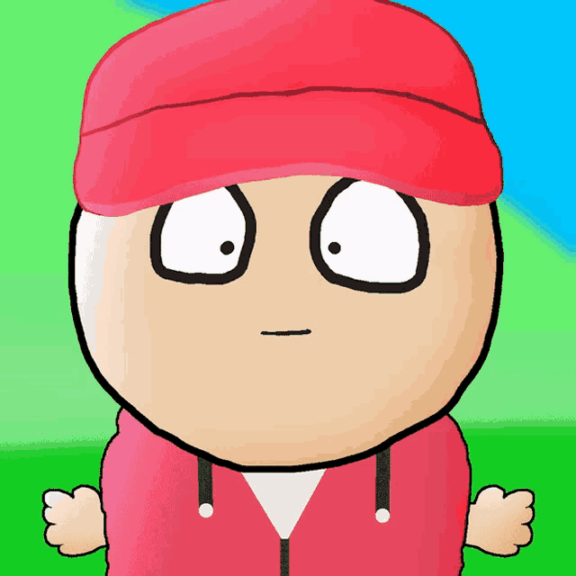 a cartoon character with a red hat and a red jacket