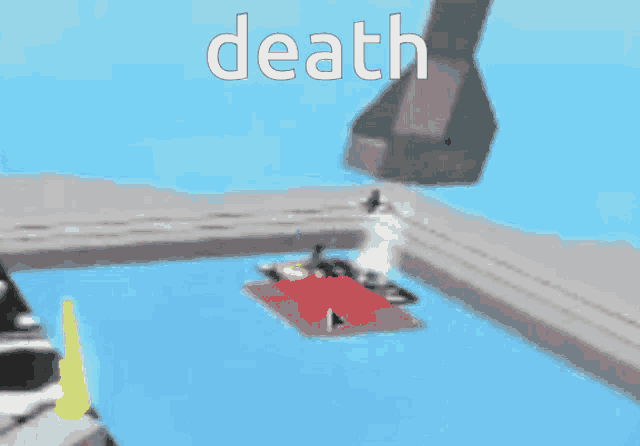 the word death is on a blue background with a red cross