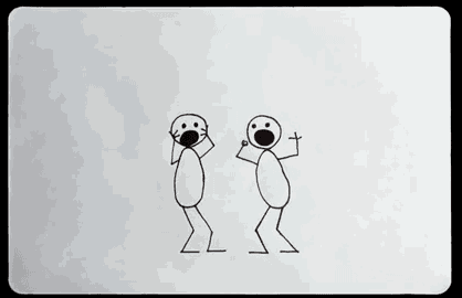 a drawing of two stick figures standing next to each other