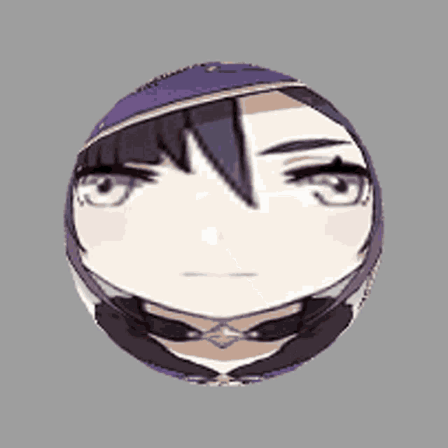 a purple and white ball with a drawing of a person on it