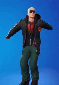a man in a black jacket and green pants is standing in the air