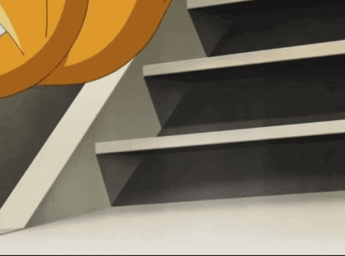 a cartoon of a person walking down stairs