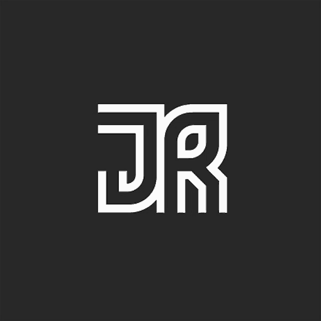 a black and white logo with the letter jr in the middle
