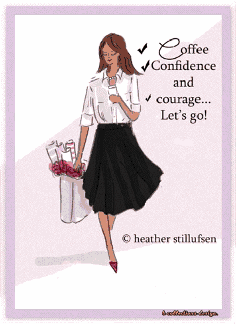 a happy wednesday greeting card with a woman carrying shopping bags