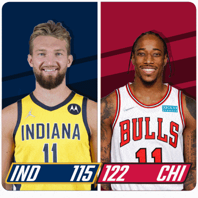 two basketball players from the indiana and bulls teams
