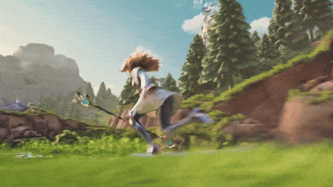 a woman in a white dress is running in a field