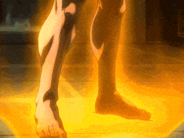 a person 's feet are shown in a cartoon with a yellow background