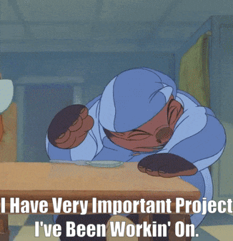 a cartoon character says i have very important project i 've been workin on