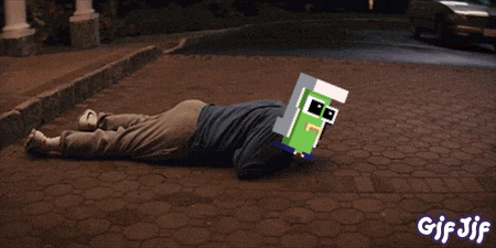 a gif of a person laying on the ground with a car in the background that says gif jif
