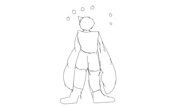 a black and white drawing of a person with a cape on their head .
