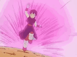 a cartoon of goku from dragon ball z standing in front of a cloudy sky