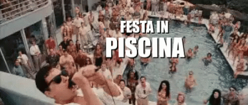 Piscina Festa In Piscina Estate Divertimento Divertirsi Bagno Amici Costume Da Bagno Acqua GIF - Villaggio Summer Pool Party GIFs