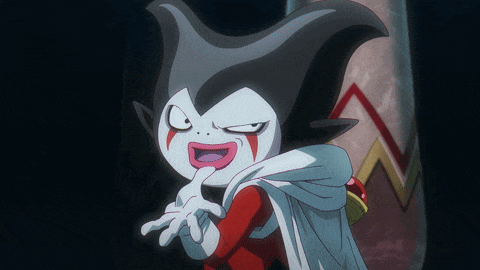 a cartoon character with a scarf around his neck making a face