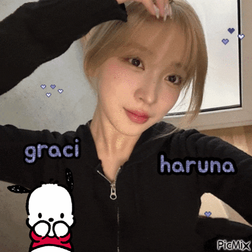 a girl with the names graci and haruna on her sweater