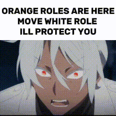 a man with white hair and red eyes is making a funny face .