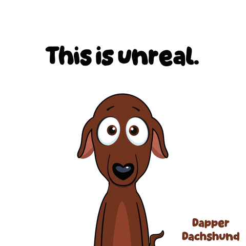 a cartoon of a dachshund with the words " this is unreal " below it