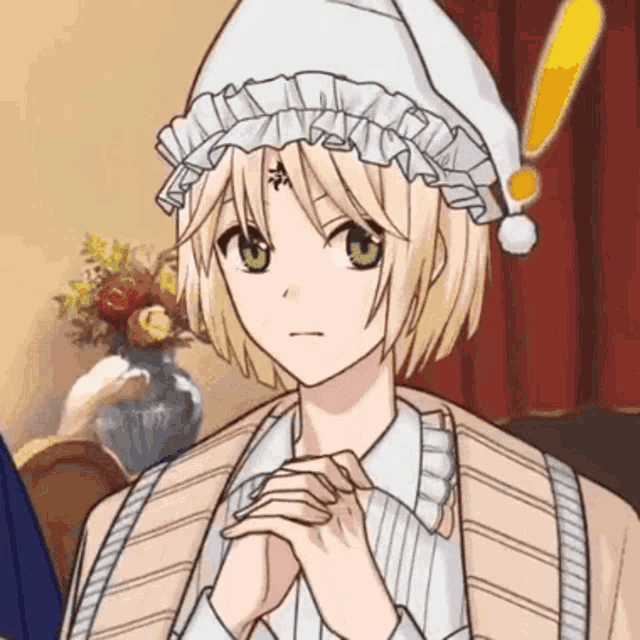 a drawing of a girl wearing a hat with ruffles on it