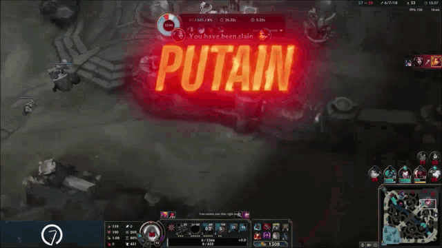 a screen shot of a video game with the words putain de merde