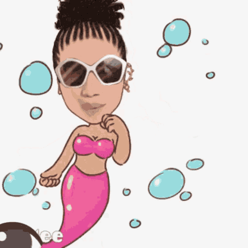 a cartoon of a mermaid wearing sunglasses