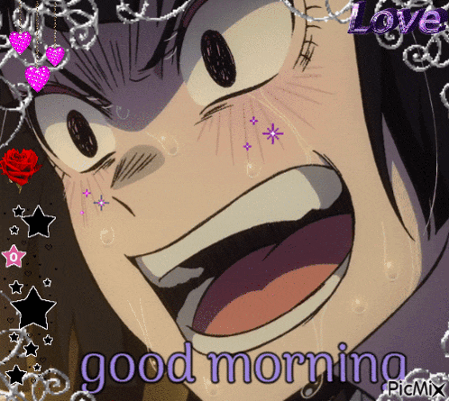 a picture of a cartoon character with the words good morning in the corner